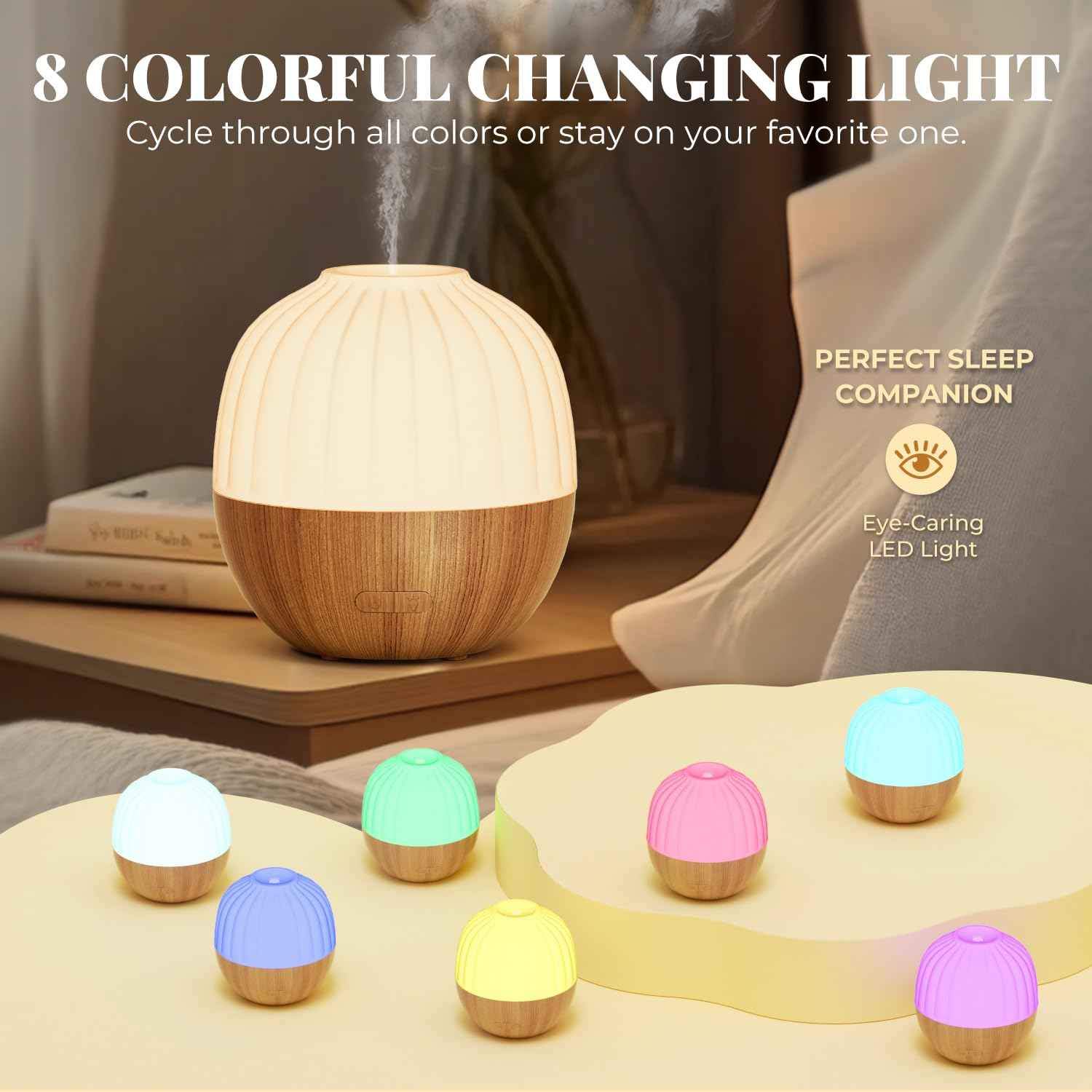 SALKING Diffuseur d'Huile Essentielle, 100ml Ultrasonique Diffuseur Huiles Essentielles Electrique, Humidificateur d'air avec Lumière Chaude Arrêt Automatique pour Chambre, Yoga, Massage, Paquet de 2 - Cpourtoi.Net