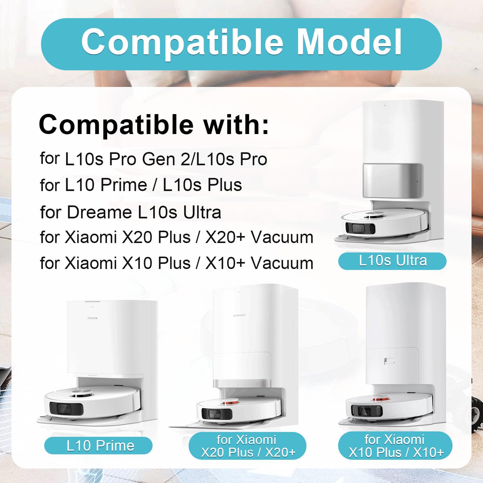 pièces de rechange Dreame L10 Prime / L10s Plus / L10s Pro Gen 2 / L10s Ultra/Xiaomi X20 Plus / X10+2 brosses principales 8 serpillères de nettoyage 4 filtres 8 brosses latéralesh - Cpourtoi.Net