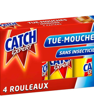 Catch Expert Mouches – Papier Tue-Mouches (4 rouleaux) – Anti-Mouches – Piège à Mouches – Ruban Inodore
