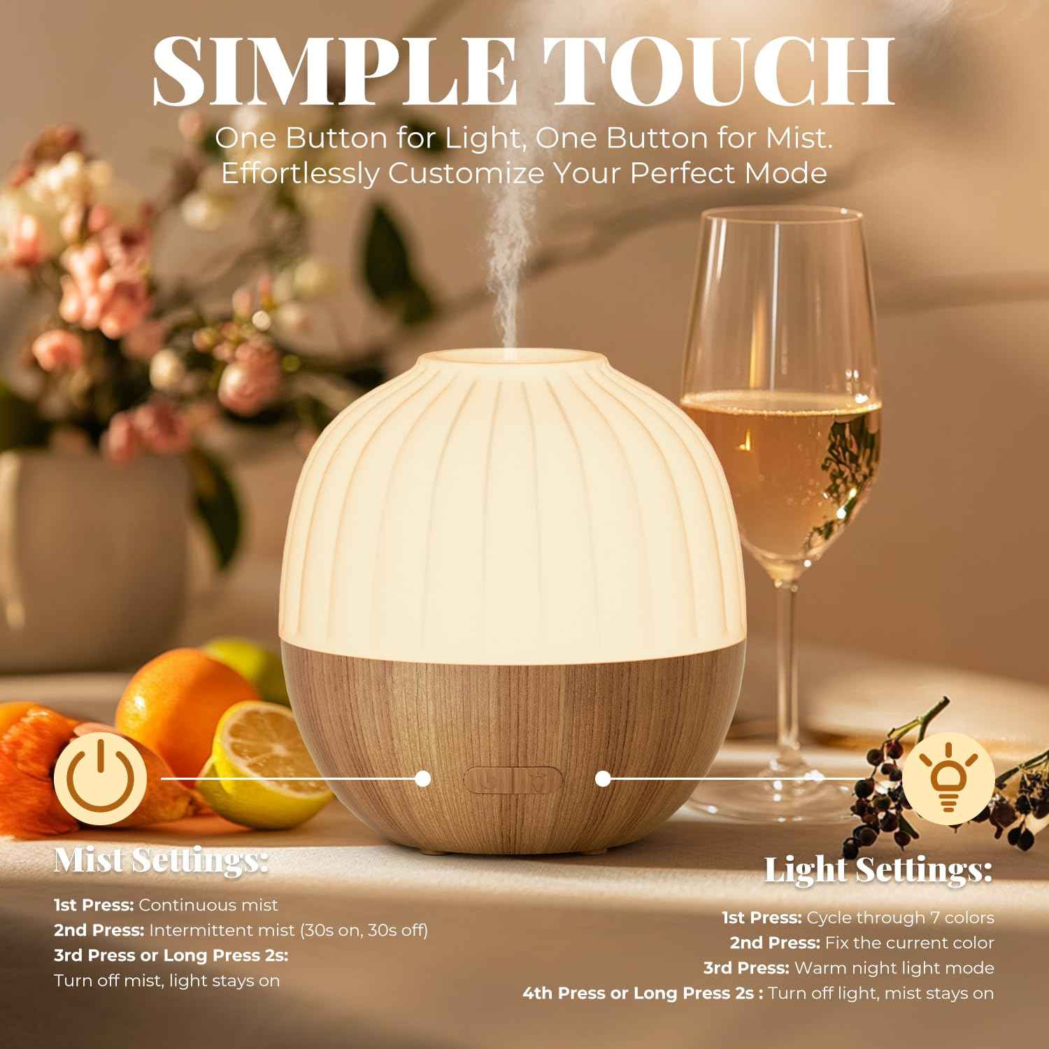 SALKING Diffuseur d'Huile Essentielle, 100ml Ultrasonique Diffuseur Huiles Essentielles Electrique, Humidificateur d'air avec Lumière Chaude Arrêt Automatique pour Chambre, Yoga, Massage, Paquet de 2 - Cpourtoi.Net