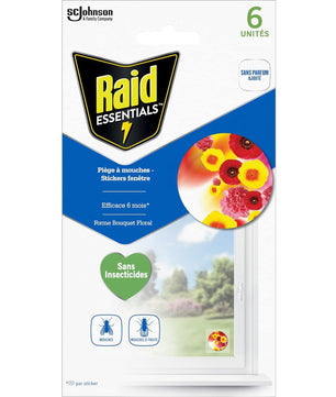 Raid Essentials Piège Anti-Mouches - Stickers Fenêtres - Jusqu'à 6 Mois d'Efficacité - 6 Pièges