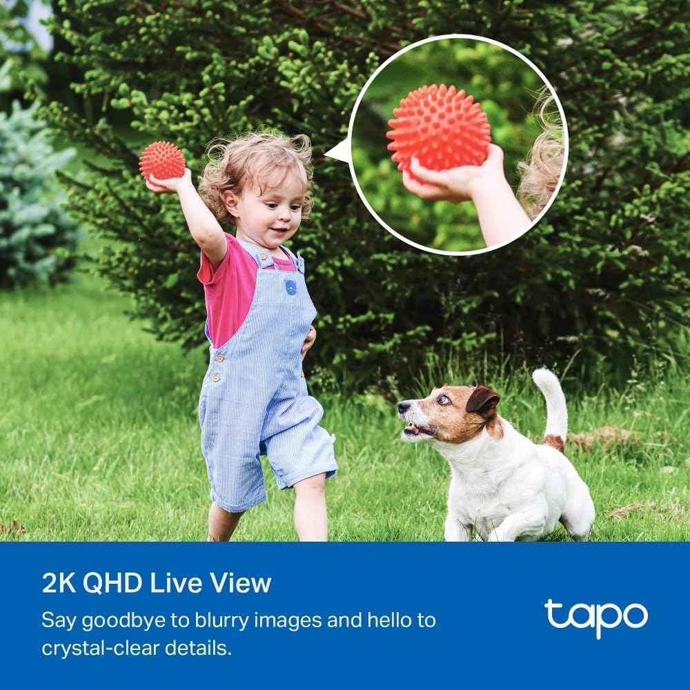 Tapo 2.5K 4MP Caméra Surveillance WiFi Extérieure sans Fil avec Panneau Solaire Batterie 10 000mAh, Autonomie de 300j, AI Détection, Vision Nocturne en Couleur, IP66 Etanche, Aucune hub requis