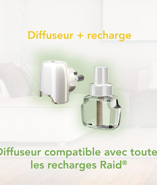 Raid Essentials Diffuseur Électrique Liquide - Répulsif Moustiques et Moustiques Tigres 45 Nuits - Sans Parfum Ajouté - 2 Diffuseurs et 2 Recharges