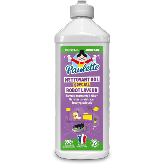 Paulette - Nettoyant Sol Spécial Robot Laveur - Parfums Citron - Certifié Ecocert - Fabriqué en France - 500 mL