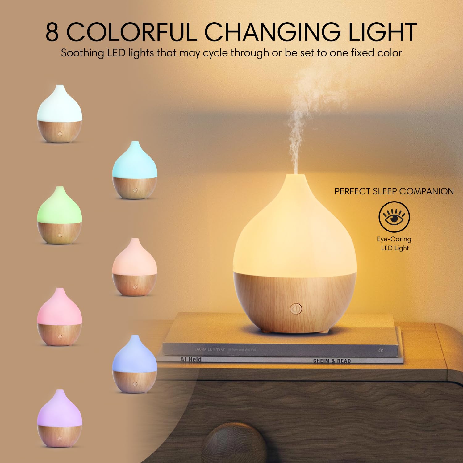SALKING Diffuseur d'Huile Essentielle, 100ml Ultrasonique Diffuseur Huiles Essentielles Electrique, Humidificateur d'air avec Lumière Chaude Arrêt Automatique pour Chambre, Yoga, Massage, Paquet de 2 - Cpourtoi.Net