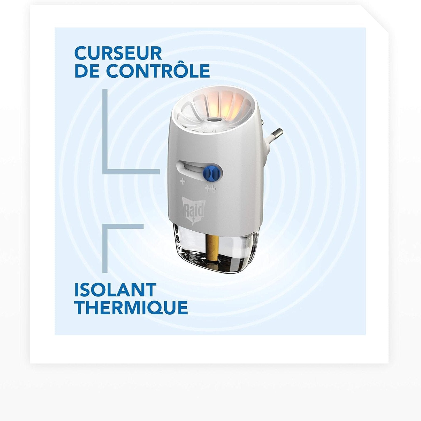 Raid Max Prise Anti-Moustiques Électrique Liquide - Moustiques et Moustiques Tigres 60 Nuits - 1 Diffuseur + 1 Recharge - Sans Parfum