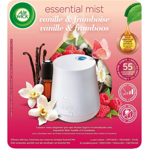 Diffuseur d’huiles essentielles Air Wick Essential Mist Vanille et Framboise avec recharge incluse.