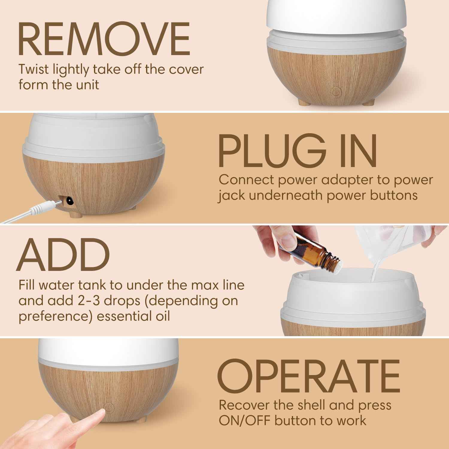 SALKING Diffuseur d'Huile Essentielle, 100ml Ultrasonique Diffuseur Huiles Essentielles Electrique, Humidificateur d'air avec Lumière Chaude Arrêt Automatique pour Chambre, Yoga, Massage, Paquet de 2 - Cpourtoi.Net