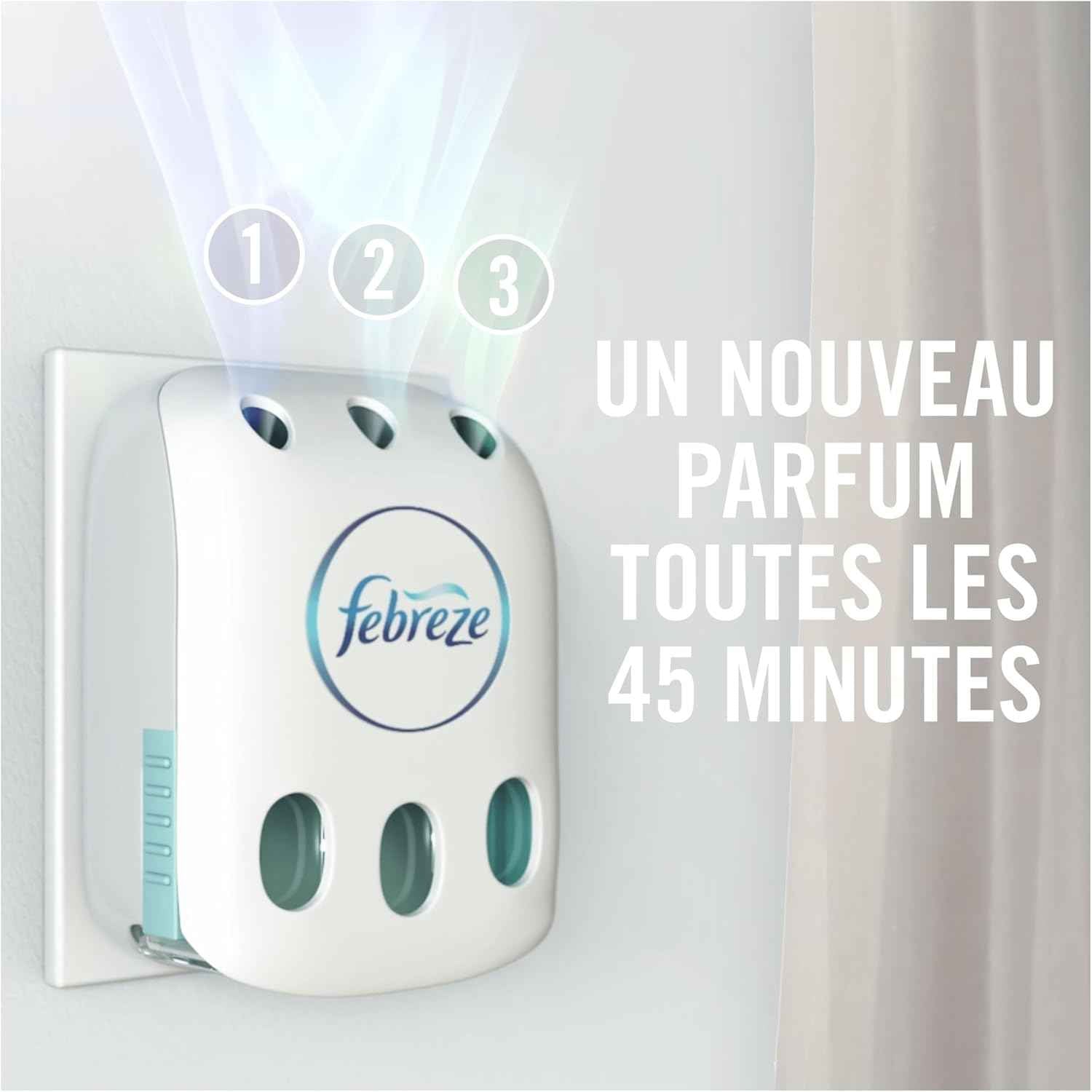 Febreze 3Volution Recharges Eveil Printanier pour Diffuseur Électrique, 4 x 20ml, Désodorisant Maison avec Programmation Intelligente, Technologie OdourClear, Jusqu'à 80 Jours