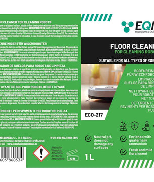 EQM - ECO-217 - Nettoyant de Sol pour Robots laveurs - 1L - Nettoyant concentré convenant à tous les types de robots - Ne nuit pas aux matériaux grâce à son pH neutre - Arôme floral - Cpourtoi.Net