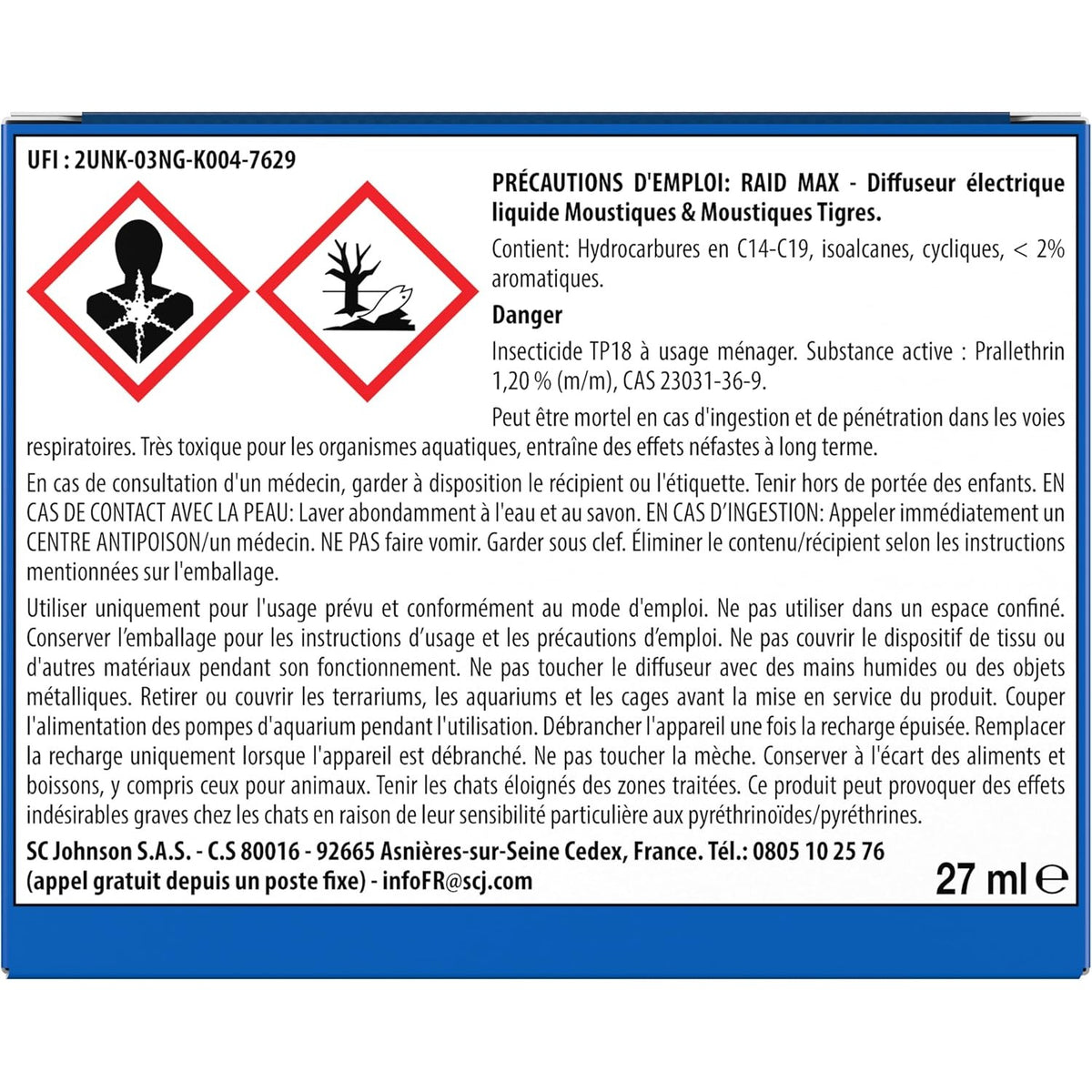 Raid Max 45 nuits moustiques et moustiques tigres Action Rapide Protection Continuejours