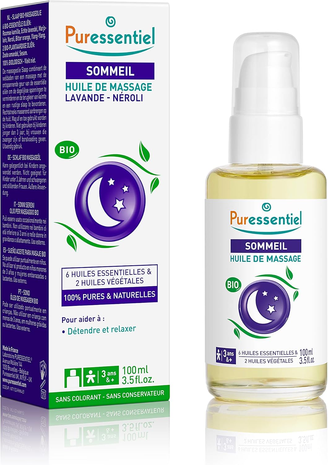 Puressentiel - Sommeil - Huile de Massage aux 6 huiles essentielles - Lavande et Néroli - 100% Bio et Naturel - 100 ml