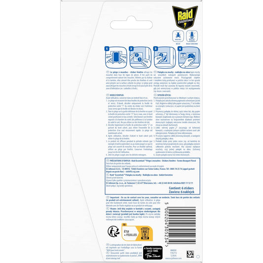Raid Essentials Piège Anti-Mouches - Stickers Fenêtres - Jusqu'à 6 Mois d'Efficacité - 6 Pièges
