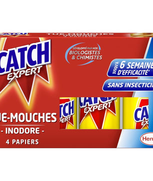 Catch Expert Mouches – Papier Tue-Mouches (4 rouleaux) – Anti-Mouches – Piège à Mouches – Ruban Inodore
