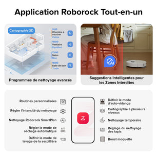 roborock QREVO S Aspirateur Robot Laveur, 7000Pa HyperForce, Double Serpillière Rotative 200 TR/Min