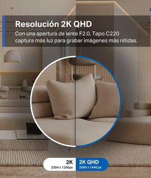 Tapo C220 2.5K Caméra de Surveillance WiFi intérieure 360° avec Détection Humaine AI - Cpourtoi.Net