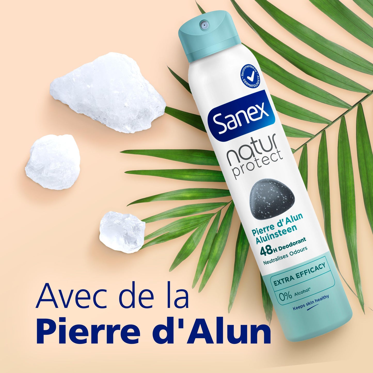 SANEX -Déodorant spray Natur Protect Pierre d’Alun Extra Efficacy 48 h - protège contre les odeurs pendant 48 heures - testé sous contrôle dermatologique - ne contient pas d’alcool* - 6 x 200ml