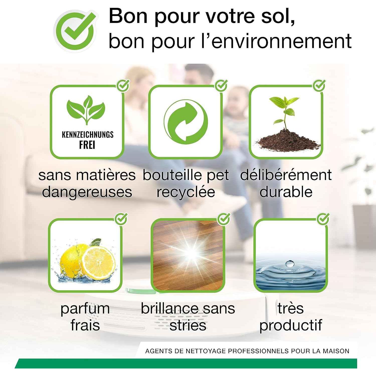 BiOHY Nettoyant de sol pour robot aspirateur laveur (12 x 1l Bouteille) | concentré pour tous les robots d'essuyage et d'aspiration à fonction humide | durable & écologique (Wischroboter)