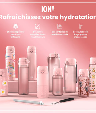 Ion8 Gourde, 500ml, Anti-Fuite, Facile à Ouvrir, Verrouillage Sécurisé, Lavable en Lave-vaisselle, Sans BPA, Poignée de Transport, S'adapte aux Porte-gobelets, Facile à Nettoyer, Motif Papillon - Cpourtoi.Net