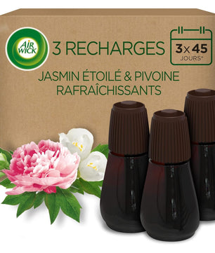 Air Wick Recharges Diffuseur d'Huiles Essentielles Essential Mist Parfum Jasmin/Pivoine 20 ML, Lot de 3