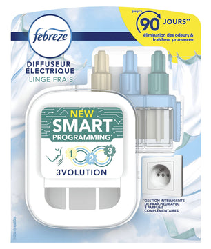 Febreze 3Volution Recharges Eveil Printanier pour Diffuseur Électrique, 4 x 20ml, Désodorisant Maison avec Programmation Intelligente, Technologie OdourClear, Jusqu'à 80 Jours