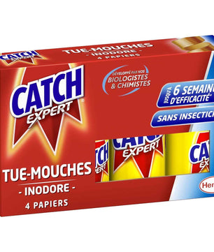 Catch Expert Mouches – Papier Tue-Mouches (4 rouleaux) – Anti-Mouches – Piège à Mouches – Ruban Inodore