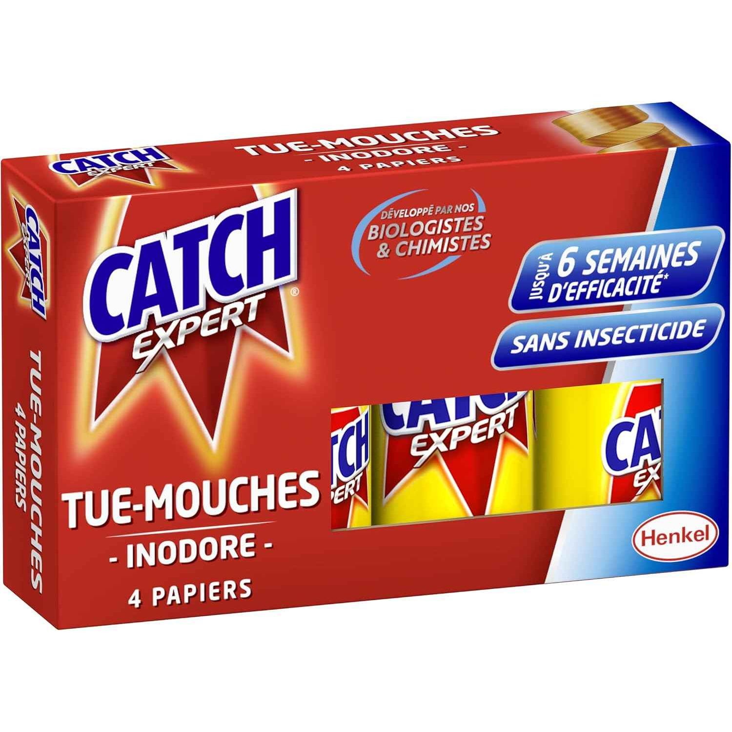 Catch Expert Mouches – Papier Tue-Mouches (4 rouleaux) – Anti-Mouches – Piège à Mouches – Ruban Inodore