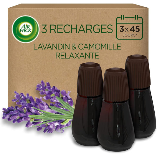 Air Wick Recharges Diffuseur Parfum Lavande et Camomile - Essential Mist aux Huiles Essentielles - 20 ML, Lot de 3 Bleu
