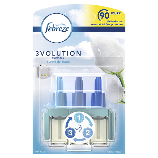 Febreze 3 Volution Recharge pour Désodorisant Électrique Pureté de Coton 20 ml