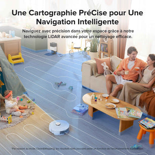 roborock Q8 Max+ Aspirateur Robot Laveur avec Station, Vidage Automatique, 5500Pa Aspiration, Brosse DuoRoller, Navigation LiDAR, Évitement d'obstacles, Cartographie Multi-Niveaux, Contrôle APP/Vocale