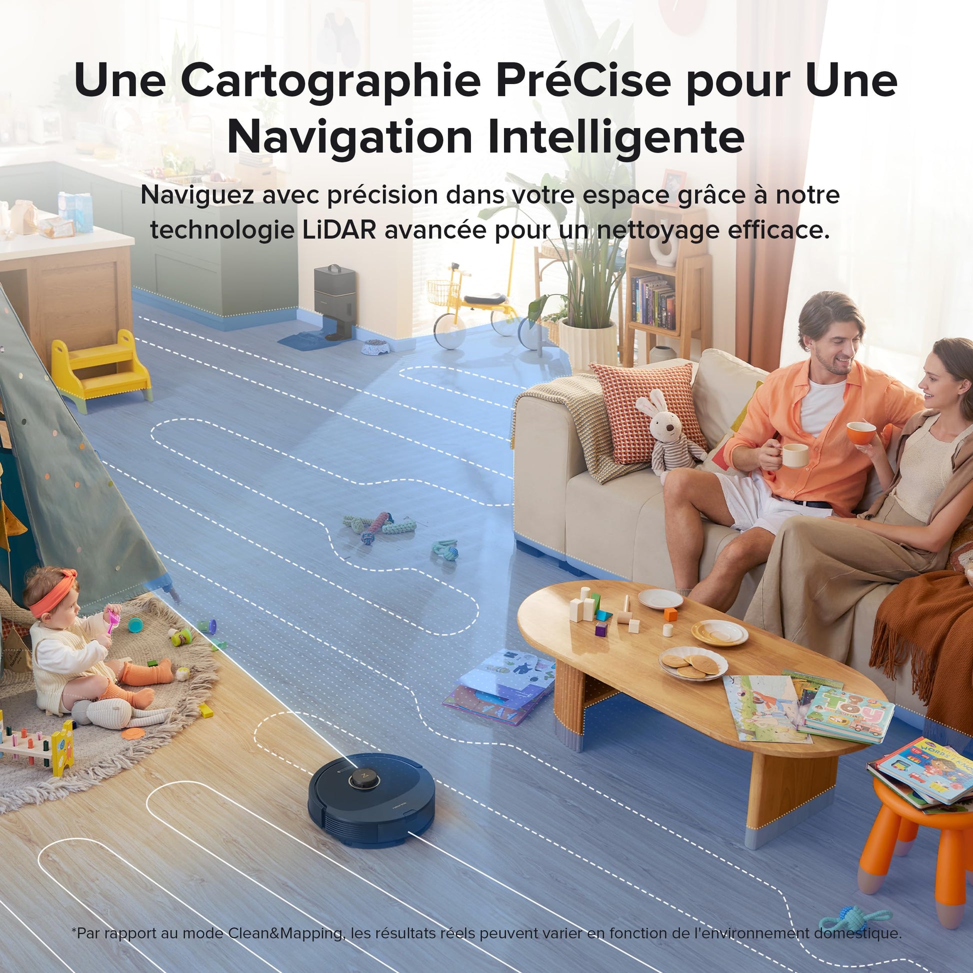 roborock Q8 Max+ Aspirateur Robot Laveur avec Station, Vidange Automatique, 5500Pa