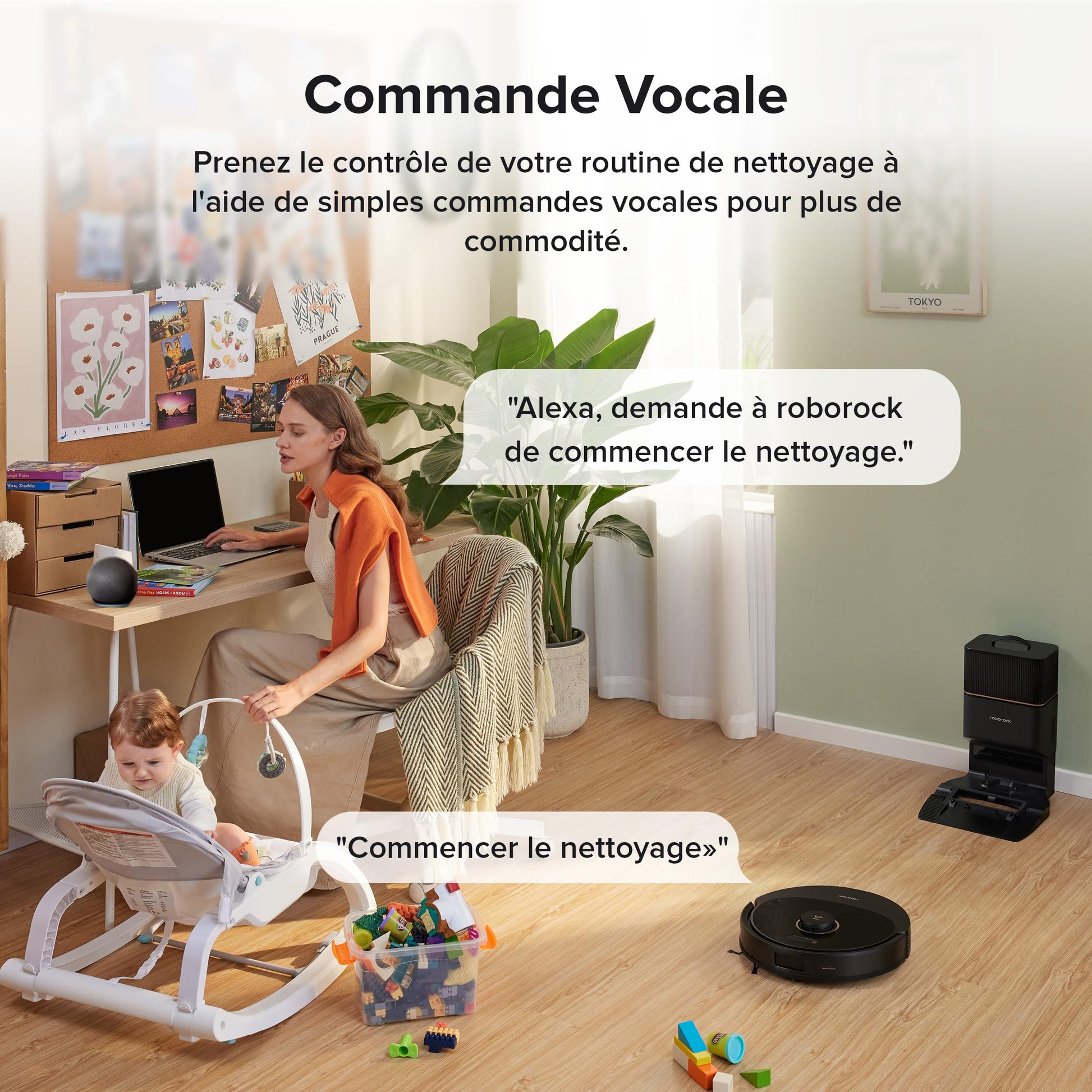roborock Q8 Max+ Aspirateur Robot Laveur avec Station, Vidange Automatique, 5500Pa