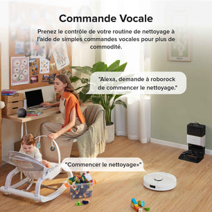 roborock Q8 Max+ Aspirateur Robot Laveur avec Station, Vidage Automatique, 5500Pa Aspiration, Brosse DuoRoller, Navigation LiDAR, Évitement d'obstacles, Cartographie Multi-Niveaux, Contrôle APP/Vocale