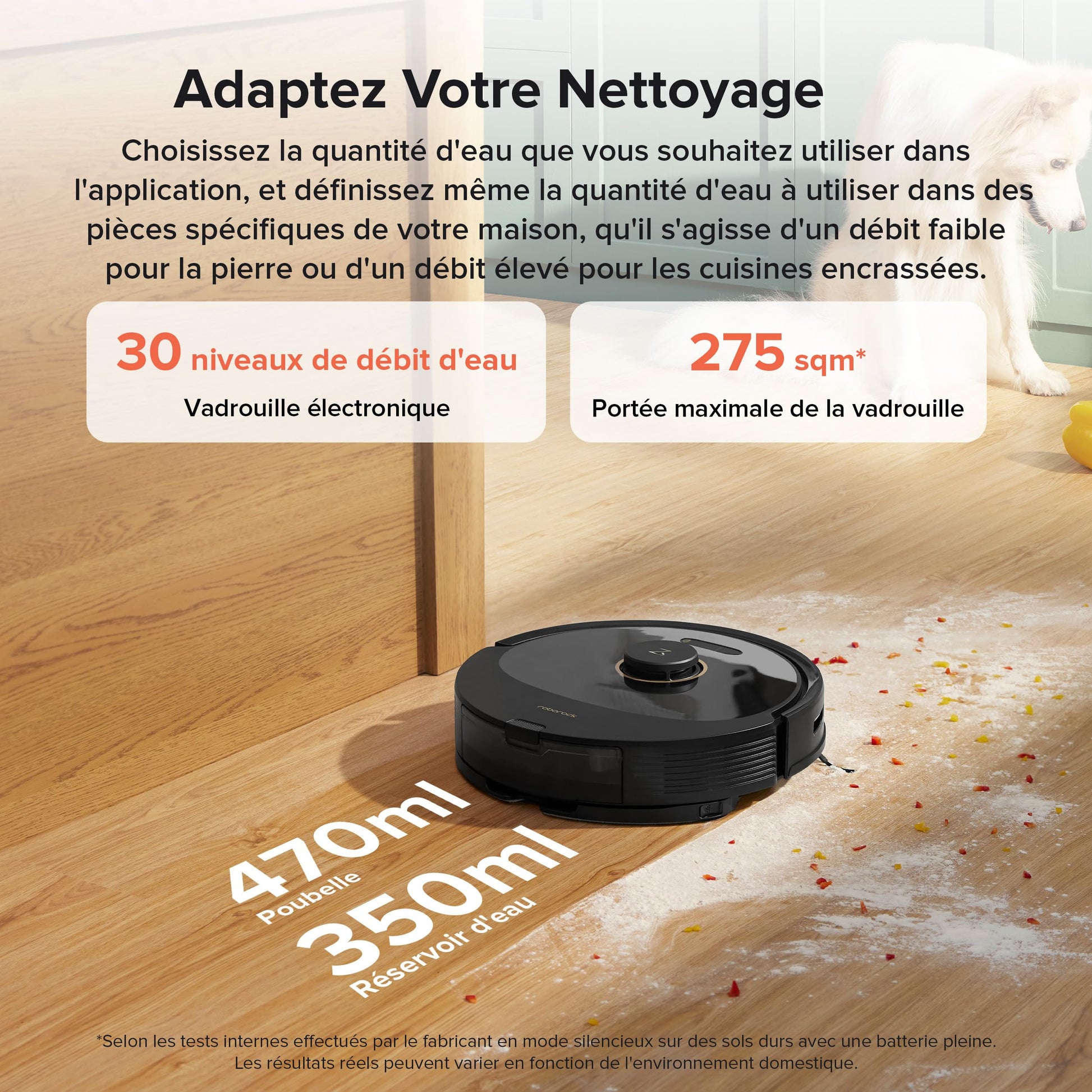 roborock Q8 Max+ Aspirateur Robot Laveur avec Station, Vidange Automatique, 5500Pa