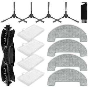 Accessoires compatibles pour Ultenic D10 / T10 Lite / T20 Pro, pour Proscenic Q8 Max, pour Mova E20 Plus, pour MONSGA MS1 MAX, 1 brosse principale, 4 brosses latérales, 4 filtres, 4 lingettes Cpourtoi.Net