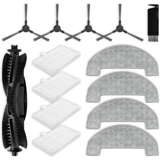 Accessoires compatibles pour Ultenic D10 / T10 Lite / T20 Pro, pour Proscenic Q8 Max, pour Mova E20 Plus, pour MONSGA MS1 MAX, 1 brosse principale, 4 brosses latérales, 4 filtres, 4 lingettes Cpourtoi.Net