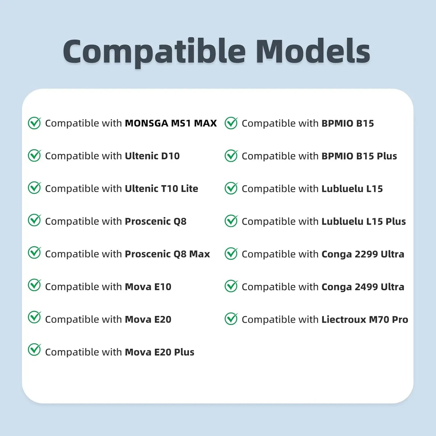 Accessoires compatibles pour Ultenic D10 / T10 Lite / T20 Pro, pour Proscenic Q8 Max, pour Mova E20 Plus, pour MONSGA MS1 MAX, 1 brosse principale, 4 brosses latérales, 4 filtres, 4 lingettes Cpourtoi.Net