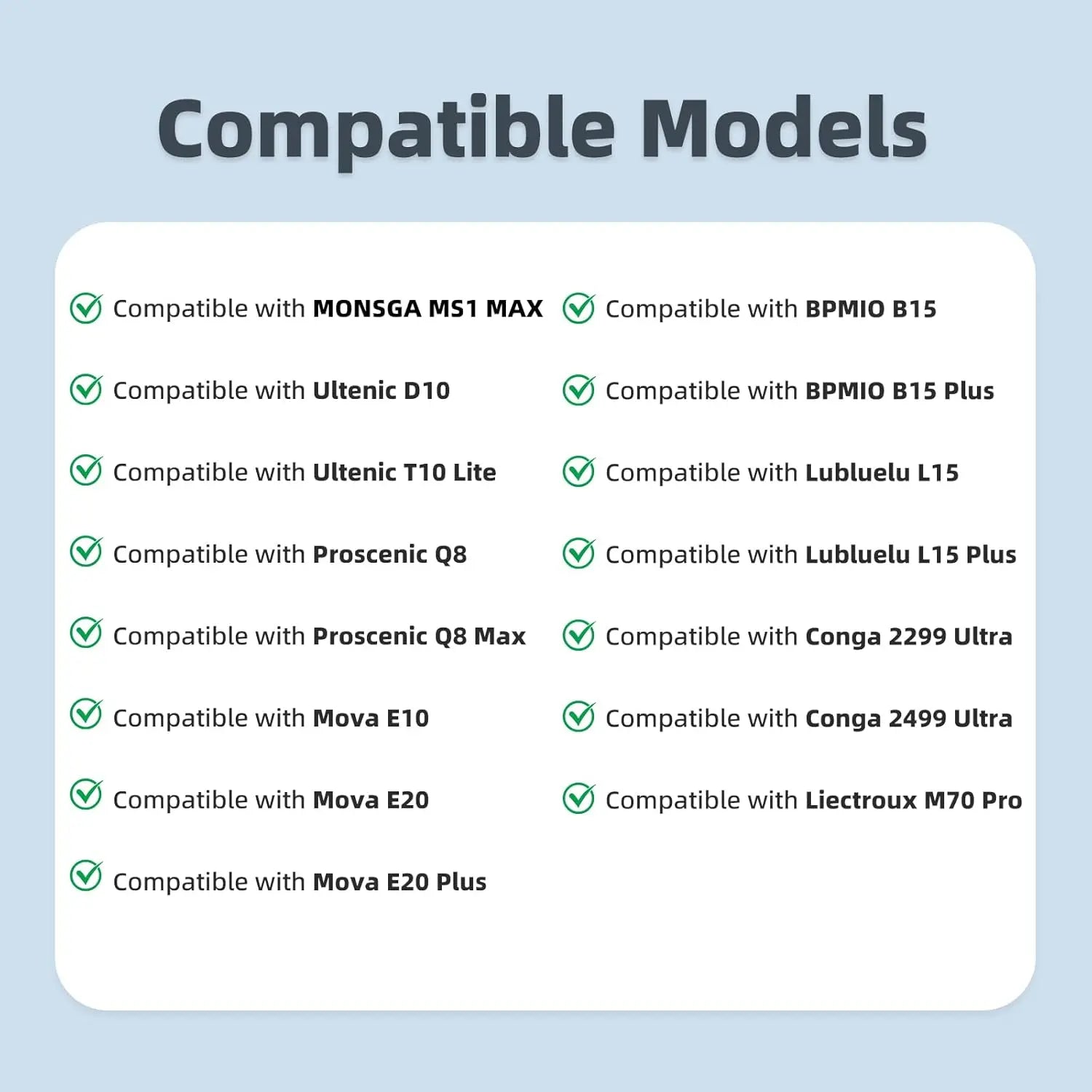 Accessoires compatibles pour Ultenic D10 / T10 Lite / T20 Pro, pour Proscenic Q8 Max, pour Mova E20 Plus, pour MONSGA MS1 MAX, 1 brosse principale, 4 brosses latérales, 4 filtres, 4 lingettes Cpourtoi.Net