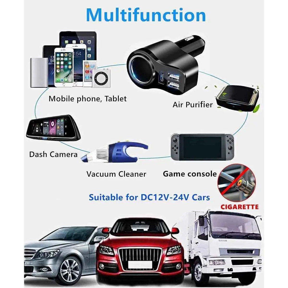 Chargeur rapide Allume Cigare USB 48W - Adaptateur USB, chargeur de voiture - Cpourtoi.Net