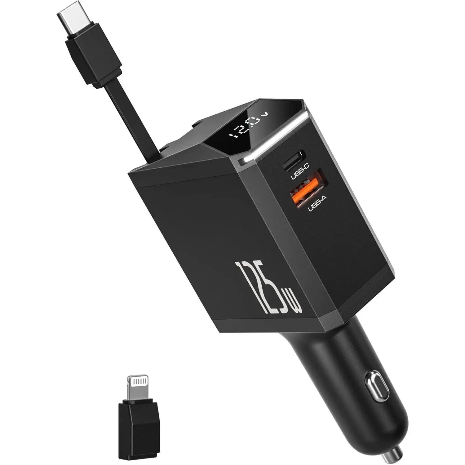 Chargeur voiture 125 w rapide rétractable USB C pour téléphone - Cpourtoi.Net