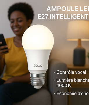 Tapo Ampoule E27 4000K - Contrôle Vocal, Lumière Blanche - Cpourtoi.Net