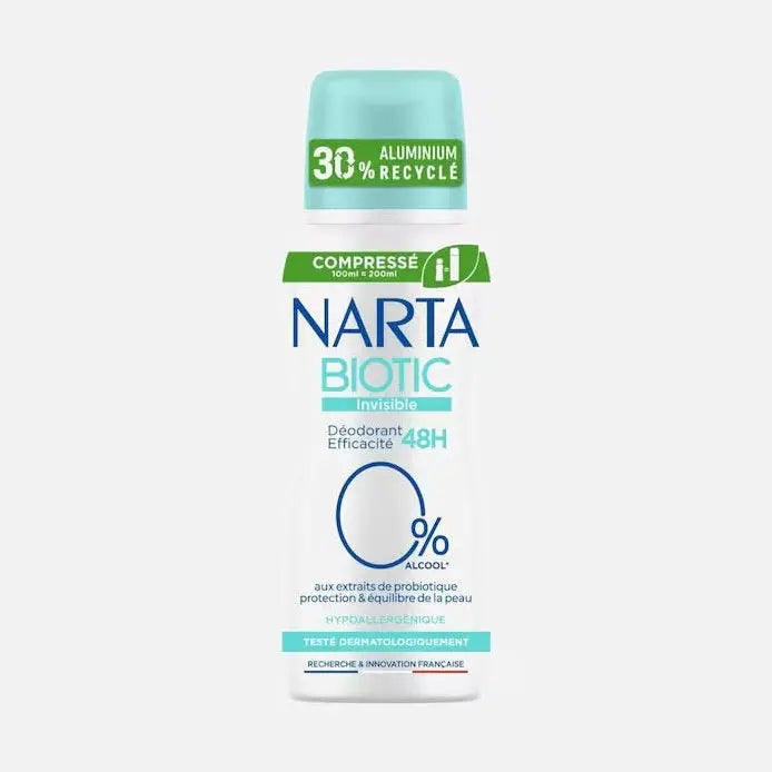 Déodorant Compressé Narta Biotic Invisible 48H Protection Intégrale et Confort Pour Femme Active