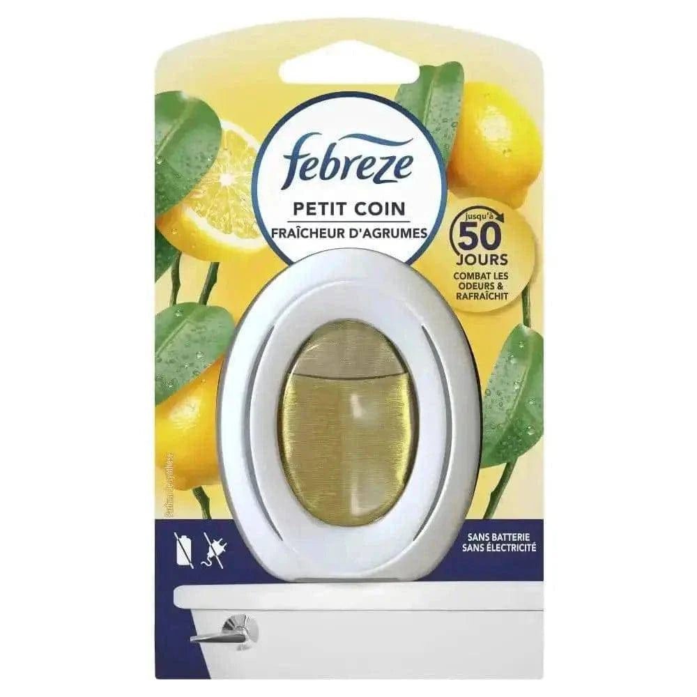 FEBREZE désodorisant Petit Coin aux agrumes pour salle de bain, éliminant les odeurs avec un parfum frais et agréable.