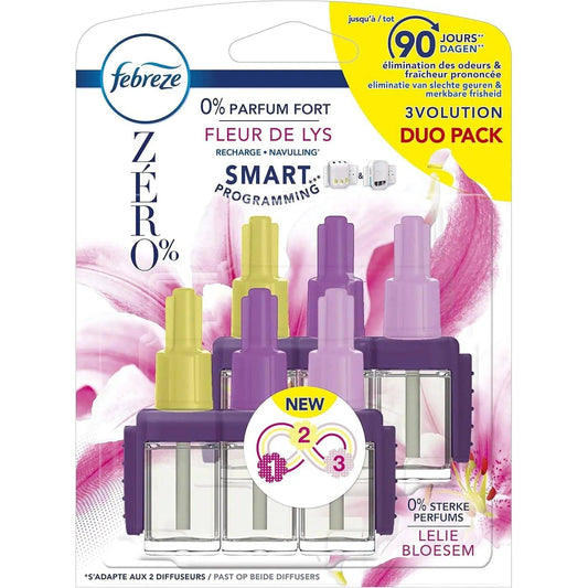 Febreze 3Volution ZERO% Fleur de Lys - Recharge Désodorisant Électrique, Parfum d'Intérieur - Cpourtoi.Net