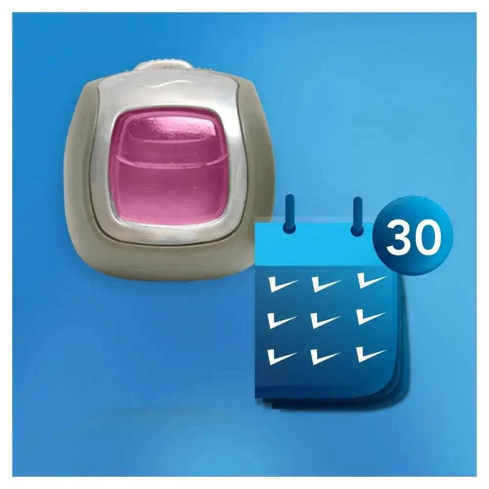 Bouton carré rose et argent avec icône de calendrier bleu 30 pour Febreze Désodorisant
