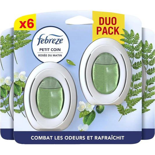 Febreze Petit Coin Rosée du Matin – Lot de 2 Désodorisants WC sans Électricité