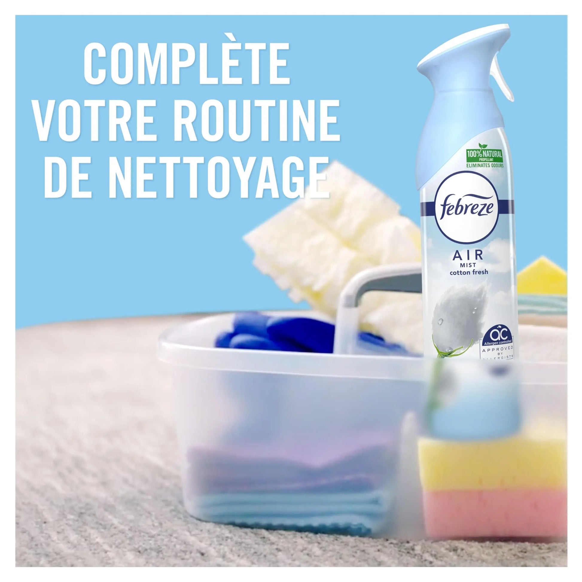 Febreze brume d'air Pureté De Coton  185 ML 2 En 1 Combat Les Odeurs Et Rafraîchit - Cpourtoi.Net