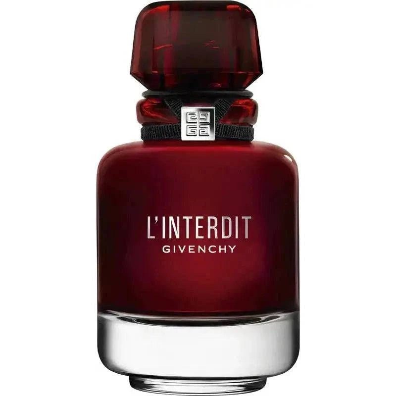 GIVENCHY L’Interdit Rouge EDP 50ml bottle, showcasing luxury in fragrance with a striking red design.