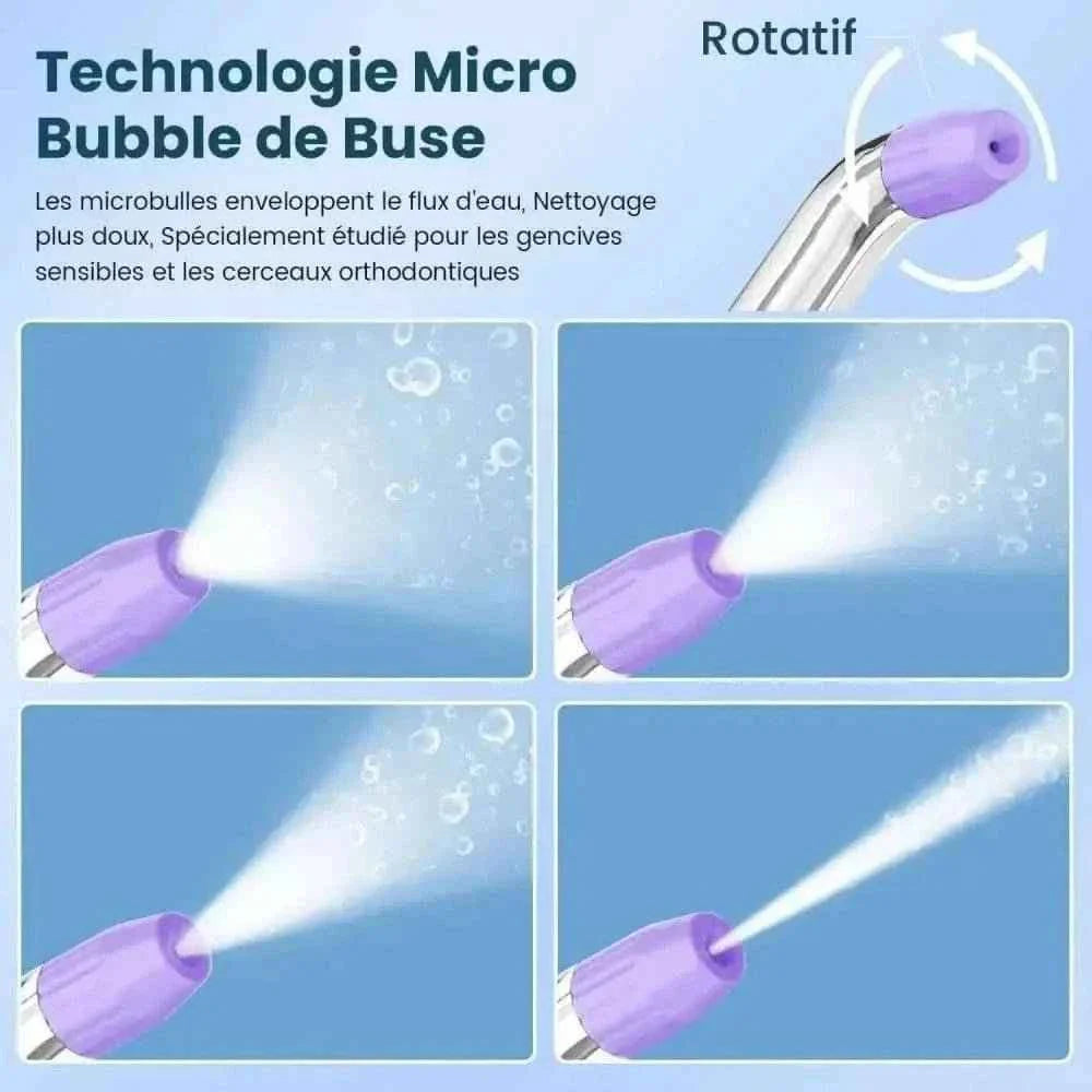 AUIEI Jet Dentaire Violet - Technologie Micro-Bulles pour une Hygiène Orale et un Nettoyage des Dents - Cpourtoi.Net
