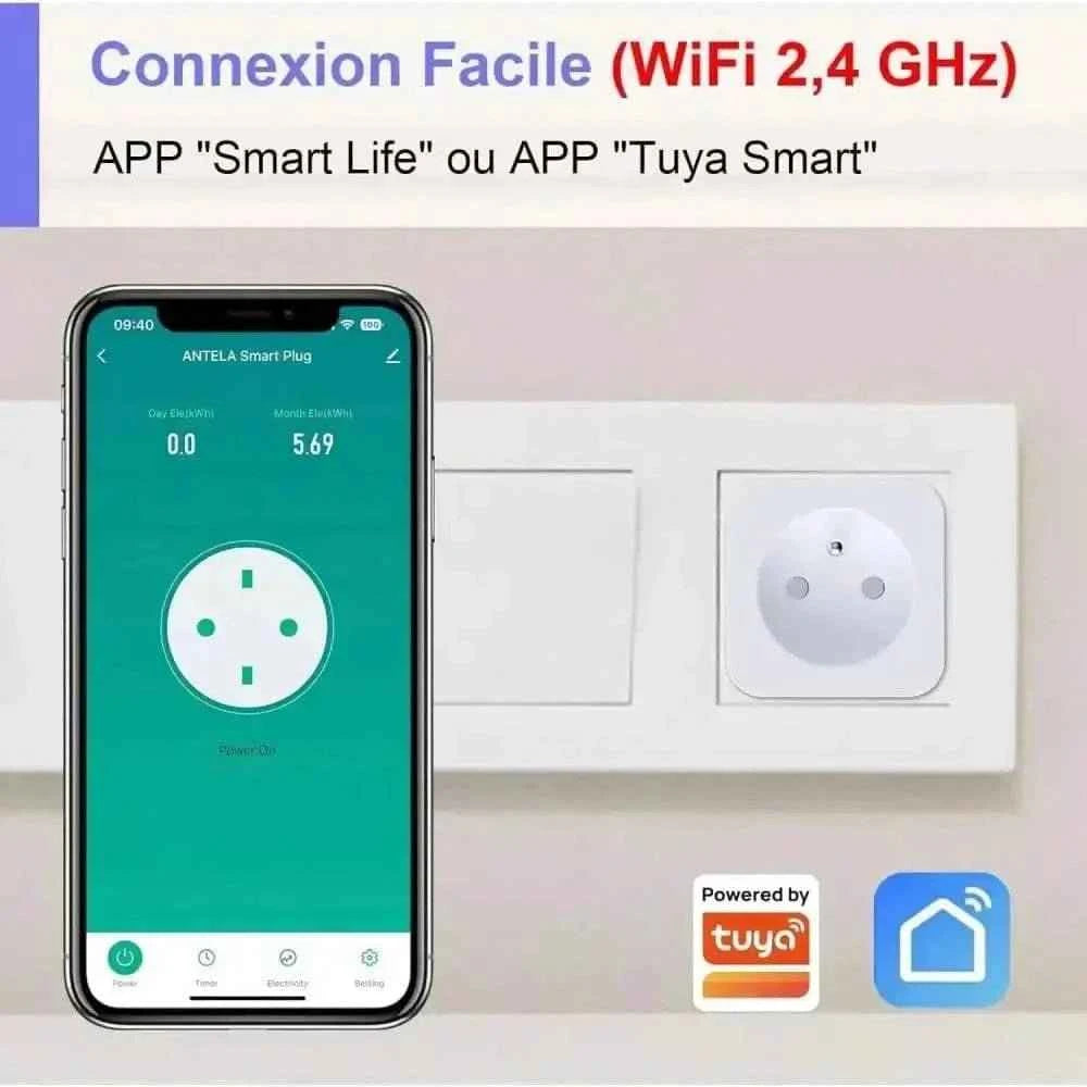 Prise WiFi avec surveillance de la consommation électrique et voyant LED ANTELA - Cpourtoi.Net